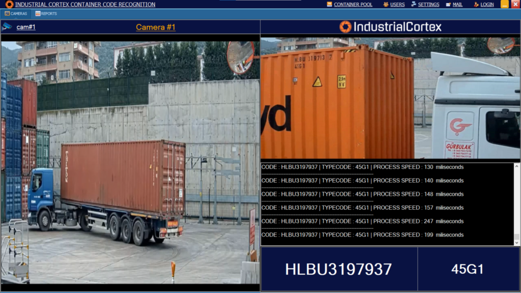 Industrial Cortex software live container code recognition